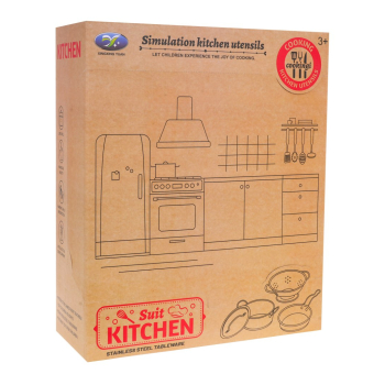 Zestaw Metalowych Garnków dla dzieci 3+ Przybory Kuchenne + Fartuch + Akcesoria 13 el.